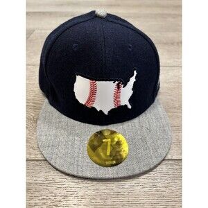 Baseballism Fitted Wool Hat Gray Blue USA Patriotic Baseball Hat Men’s Size 7